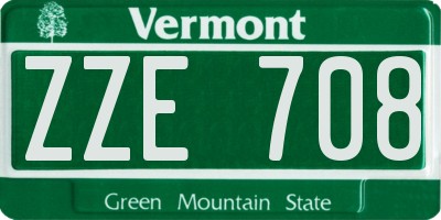 VT license plate ZZE708