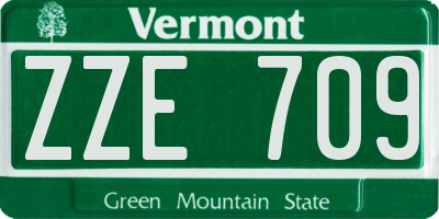 VT license plate ZZE709