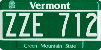 VT license plate ZZE712