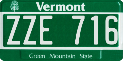 VT license plate ZZE716