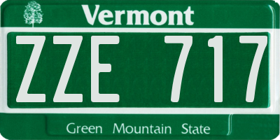 VT license plate ZZE717