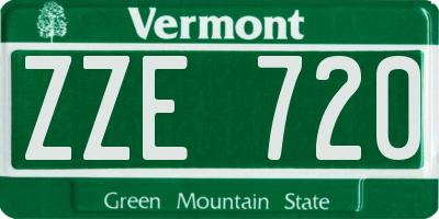 VT license plate ZZE720