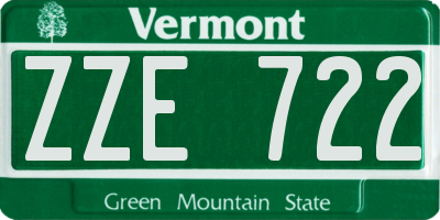 VT license plate ZZE722
