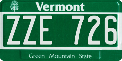 VT license plate ZZE726