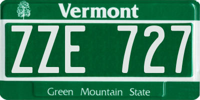 VT license plate ZZE727
