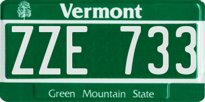 VT license plate ZZE733