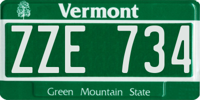 VT license plate ZZE734