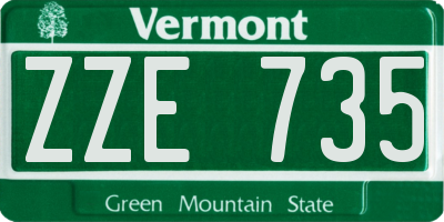 VT license plate ZZE735