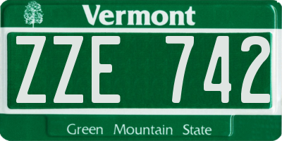 VT license plate ZZE742
