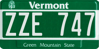 VT license plate ZZE747