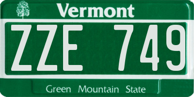 VT license plate ZZE749