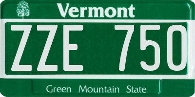 VT license plate ZZE750