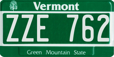 VT license plate ZZE762