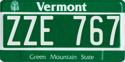 VT license plate ZZE767
