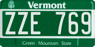 VT license plate ZZE769