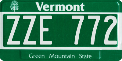 VT license plate ZZE772
