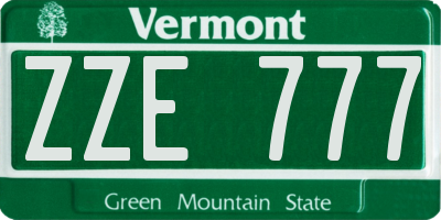 VT license plate ZZE777