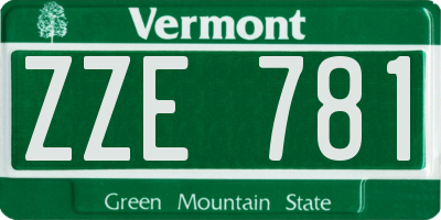 VT license plate ZZE781