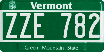 VT license plate ZZE782