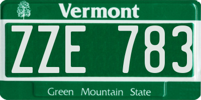 VT license plate ZZE783