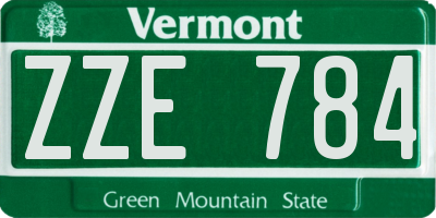 VT license plate ZZE784