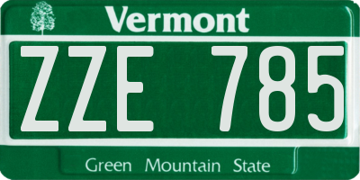 VT license plate ZZE785