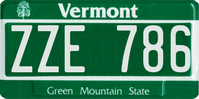 VT license plate ZZE786