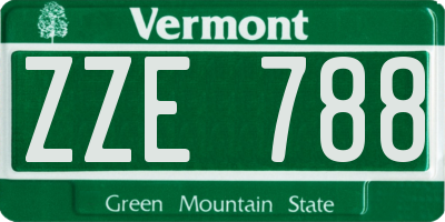 VT license plate ZZE788