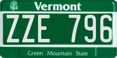VT license plate ZZE796