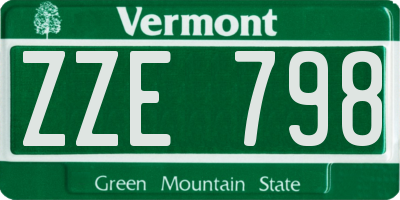 VT license plate ZZE798