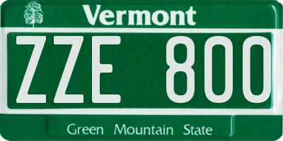 VT license plate ZZE800