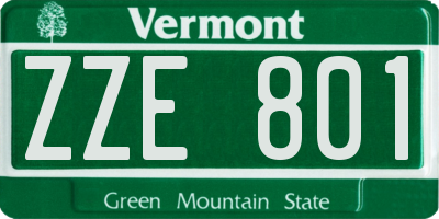 VT license plate ZZE801