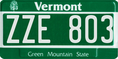 VT license plate ZZE803