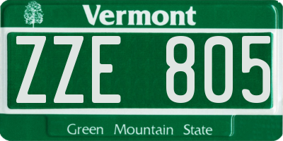 VT license plate ZZE805