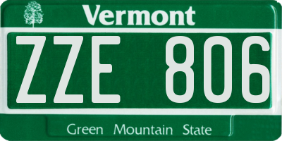 VT license plate ZZE806
