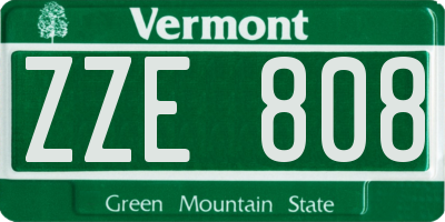 VT license plate ZZE808