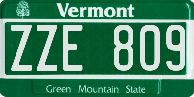 VT license plate ZZE809
