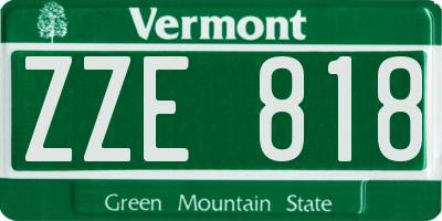 VT license plate ZZE818