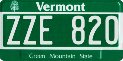 VT license plate ZZE820