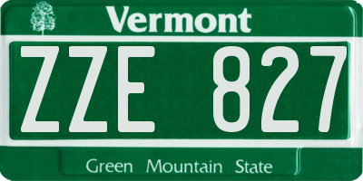 VT license plate ZZE827