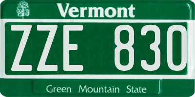 VT license plate ZZE830