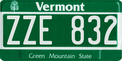 VT license plate ZZE832