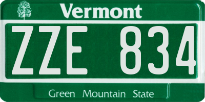 VT license plate ZZE834
