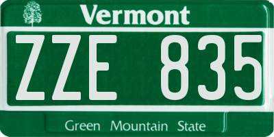 VT license plate ZZE835