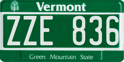 VT license plate ZZE836
