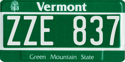 VT license plate ZZE837