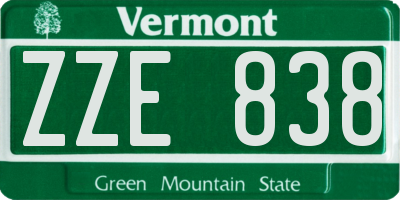 VT license plate ZZE838