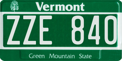 VT license plate ZZE840