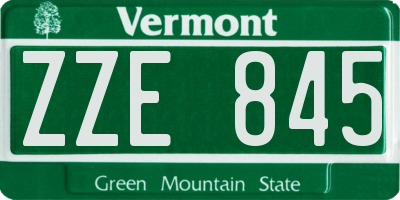 VT license plate ZZE845