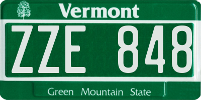 VT license plate ZZE848